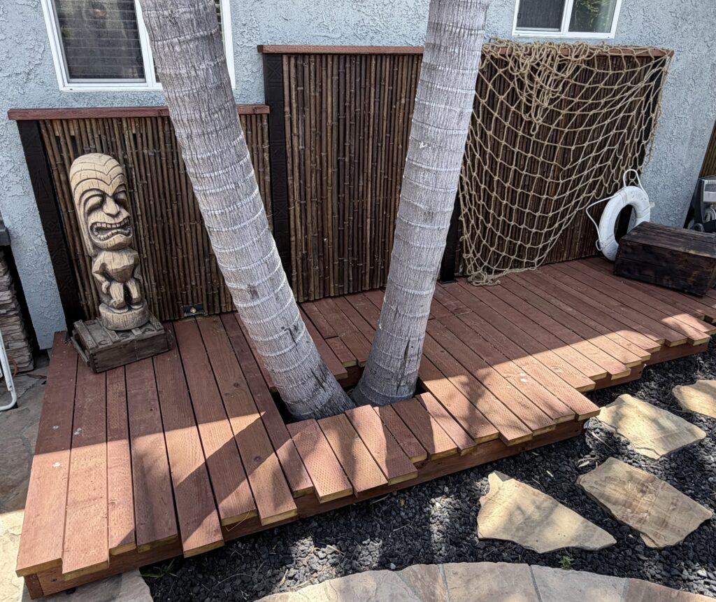 Custom Tiki Backyard Stage Builder in Thousand Oaks — tiki-inspired deck